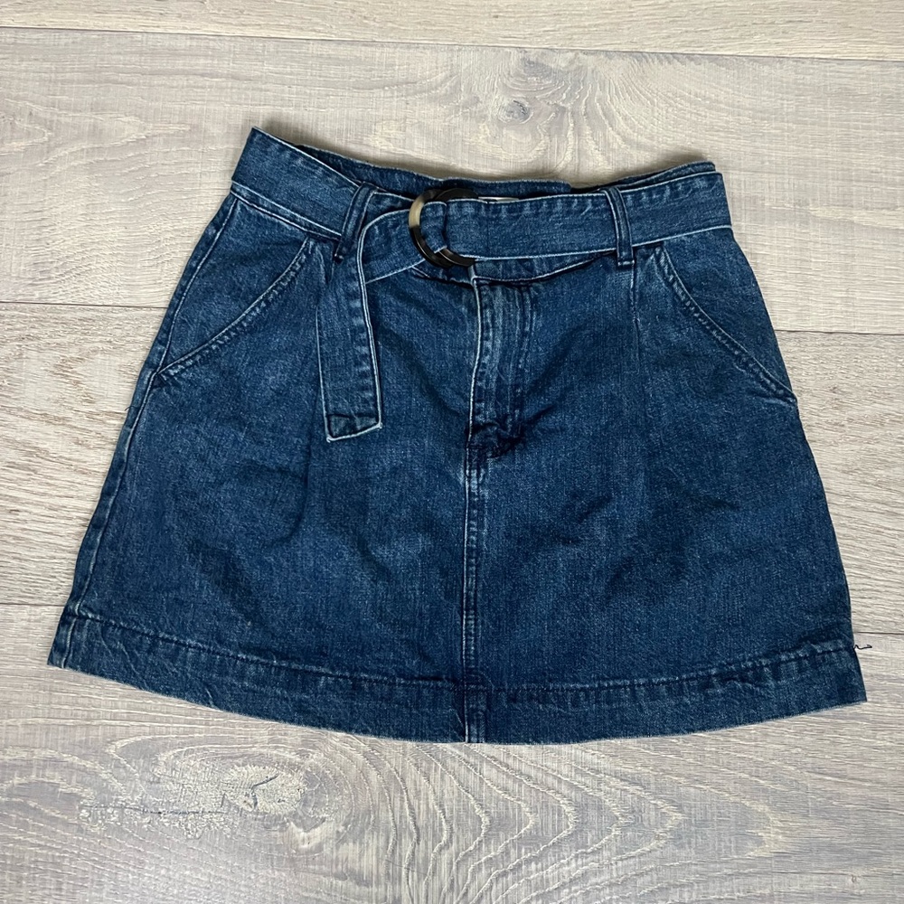 Free People Jade Belted Denim Skirt Mid Indigo Size 28